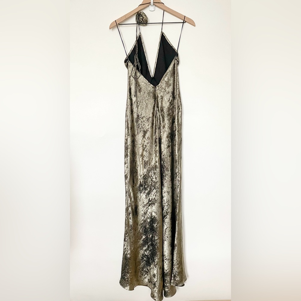 Zara Metallic Silver Halter Dress - Picture 3 of 16